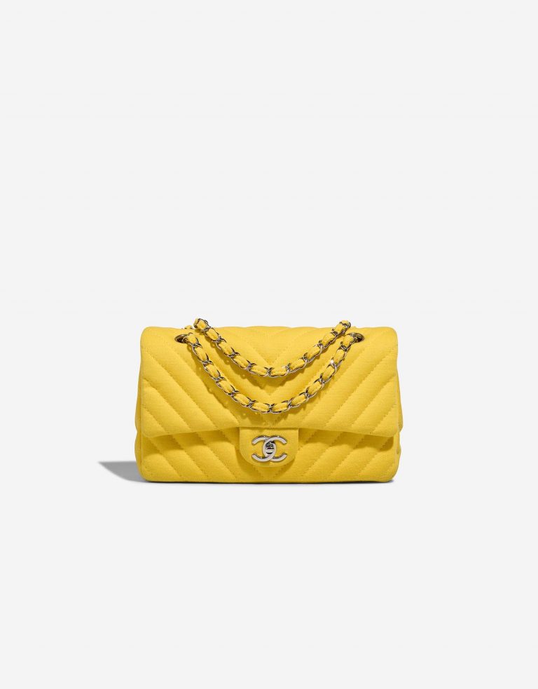 Chanel Timeless Medium Fabric Yellow Front | Sell your designer bag