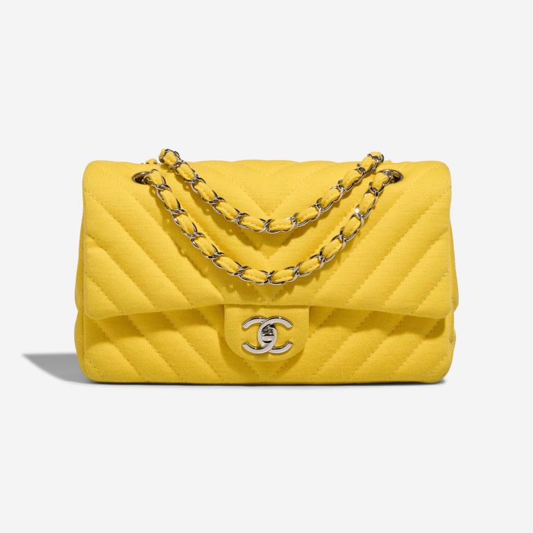 Chanel Timeless Medium Fabric Yellow Front | Sell your designer bag