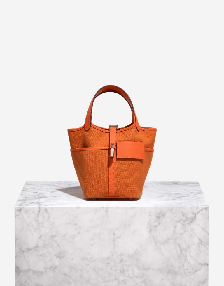 Hermès Picotin Cargo 18 Toile Goeland / Swift Orange Minium