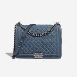 Chanel Boy Large Blue Front  | Sell your designer bag on Saclab.com