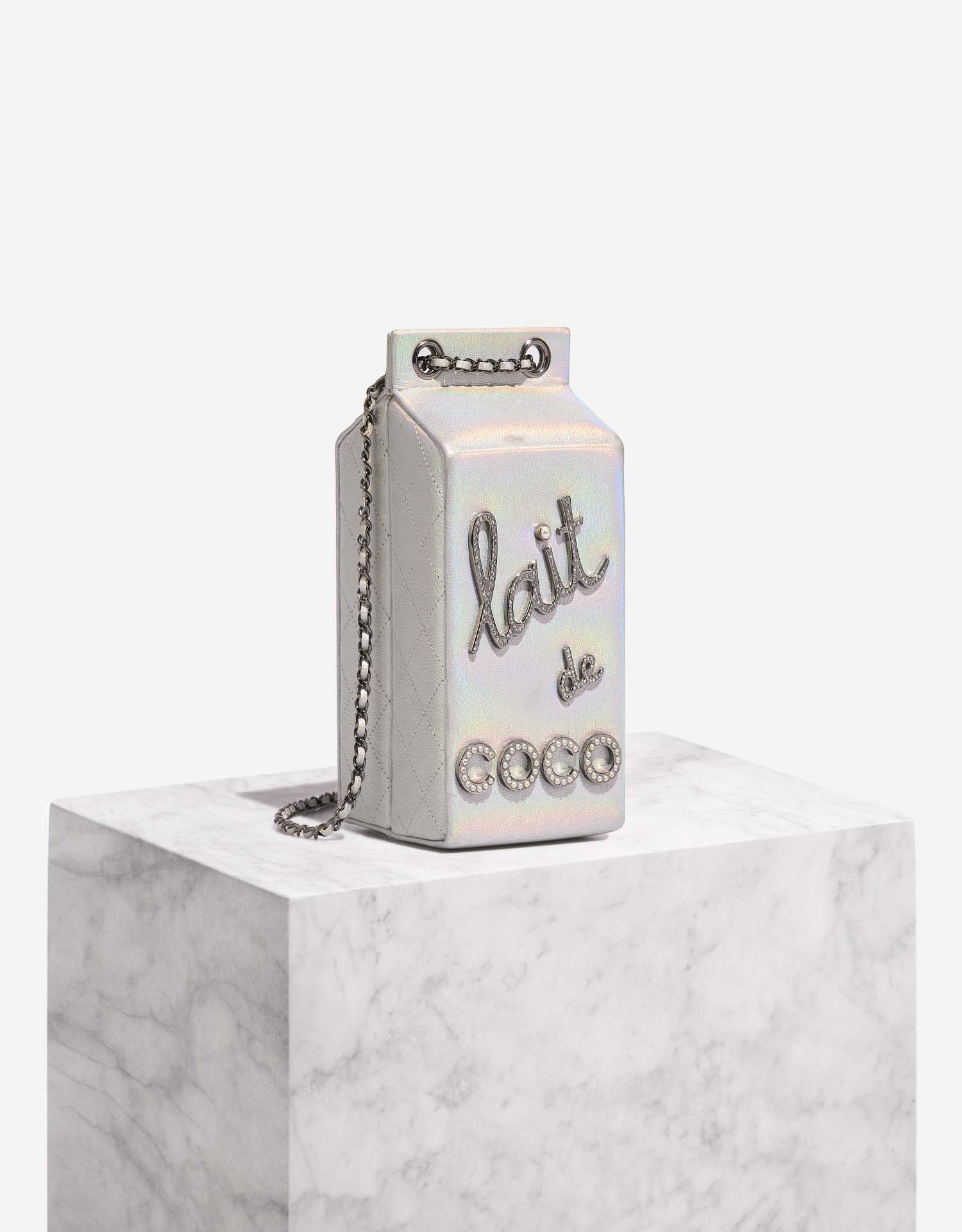 Chanel Milk Carton Lait de Coco Calf Silver SACLÀB