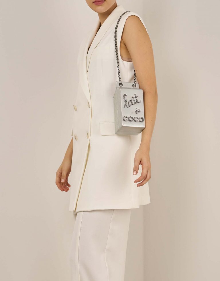 Chanel MilkCarton Silver on Model | Sell your designer bag on Saclab.com