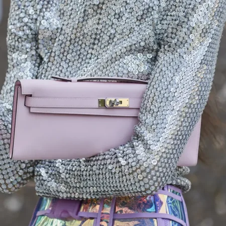 Hermès Kelly Cut Clutch Mauve Pale