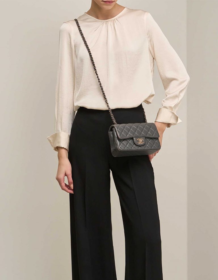 Chanel Timeless Mini Rectangular Lamb Anthracite Front | Sell your designer bag