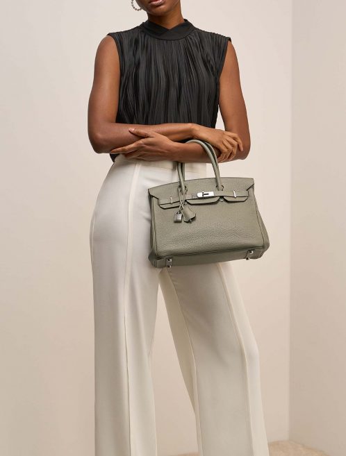 Pre-owned Hermès bag Birkin 30 Clémence Sauge Green, Grey | Sell your designer bag on Saclab.com