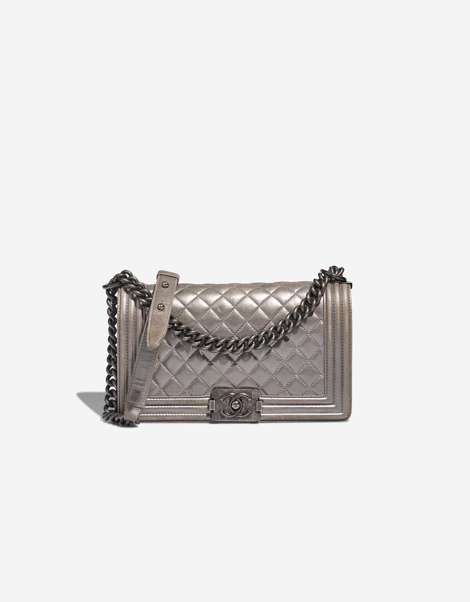 Chanel Boy New Medium Lamb Silver | SACLÀB