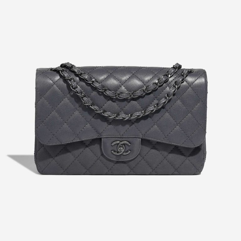 Chanel Timeless Jumbo BluishGrey Front  S | Sell your designer bag on Saclab.com