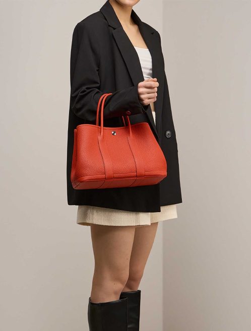 Hermès Garden Party 30 Veau Négonda Capucine on Model | Sell your designer bag
