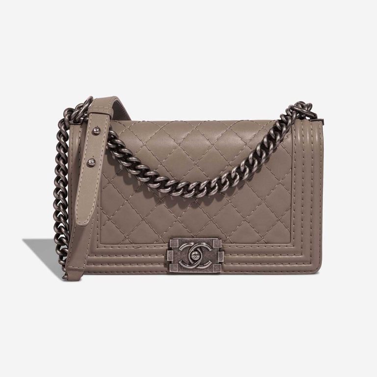 Chanel Boy New Medium Lamb Taupe Front | Sell your designer bag