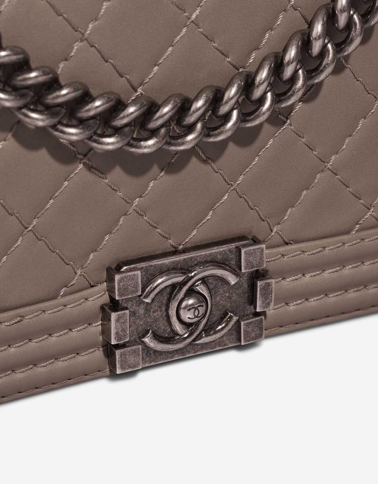Chanel Boy New Medium Lamb Taupe Closing System | Sell your designer bag
