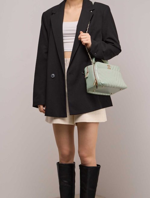 Chanel Trendy CC Vanity Medium Lamb Mint Green on Model | Sell your designer bag