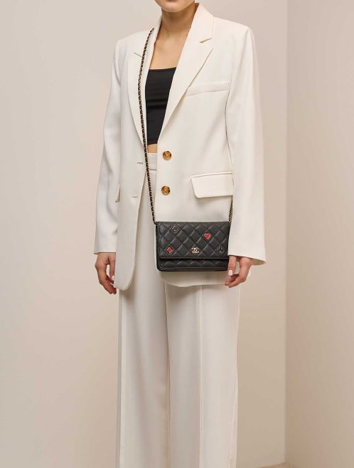 Chanel Timeless Wallet On Chain Caviar Black on Model | Sell your designer bag
