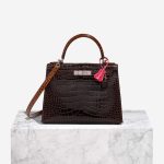Kelly 28 Alligator Mississippi Macassar / Ébène / Miel / Rose Extrême Front | Sell your designer bag