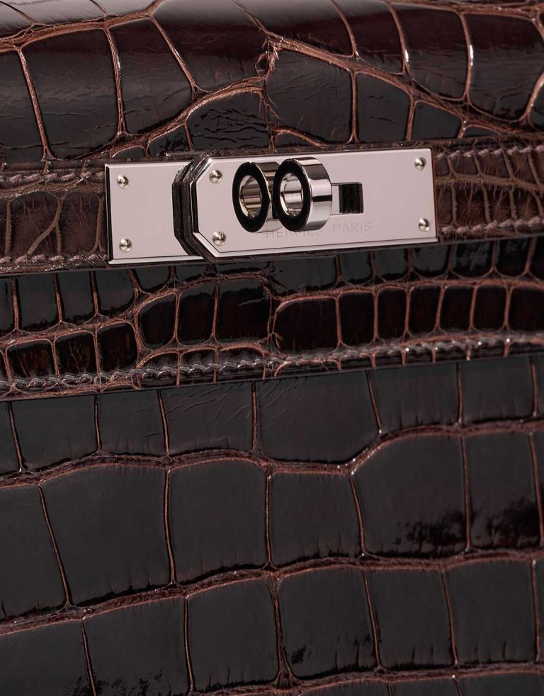 Kelly 28 Alligator Mississippi Macassar / Ébène / Miel / Rose Extrême Closing System | Sell your designer bag