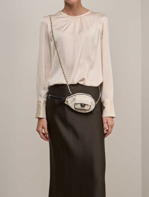 Chanel Clutch Cotton White on Model | Sell your designer bag