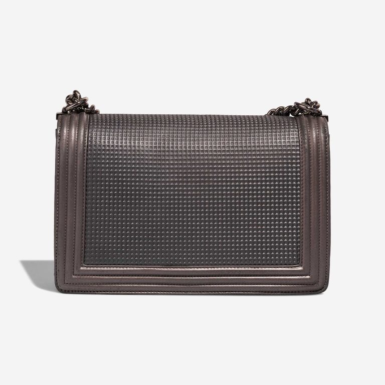 Chanel Boy New Medium Lamb Metallic Grey / Red | Sell your designer bag