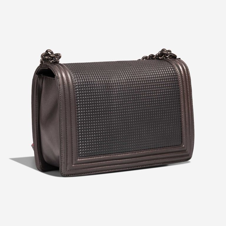 Chanel Boy New Medium Lamb Metallic Grey / Red | Sell your designer bag