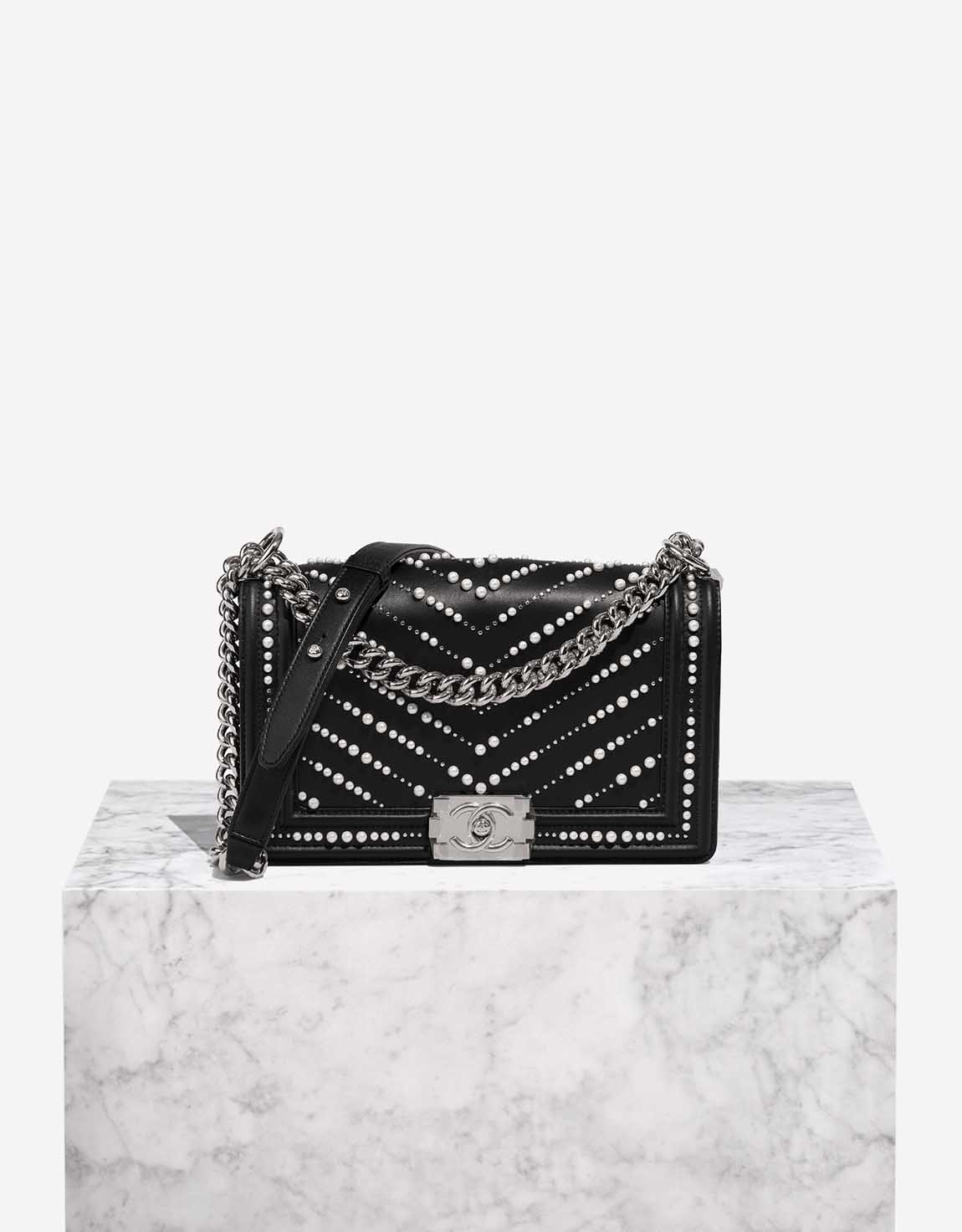 Chanel Boy Old Medium Calf / Pearls Black | SACLÀB