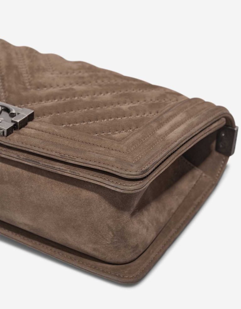 Chanel Boy Old Medium Suede Brown Signs of wear | Sell your designer bag