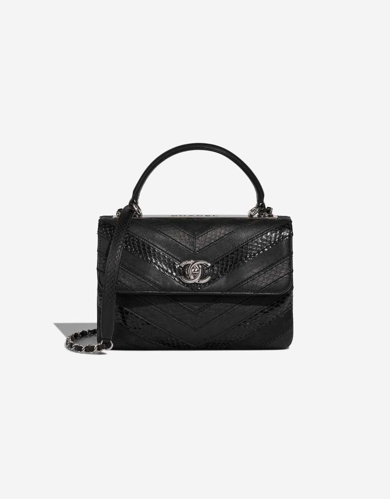 Chanel Trendy CC Medium Lamb / Python / Coated Fabric Black Front | Sell your designer bag