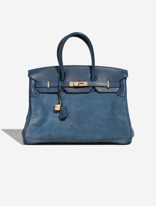 Hermès Birkin Grizzly 35 Doblis Suede / Swift Bleu Thalassa Front | Sell your designer bag
