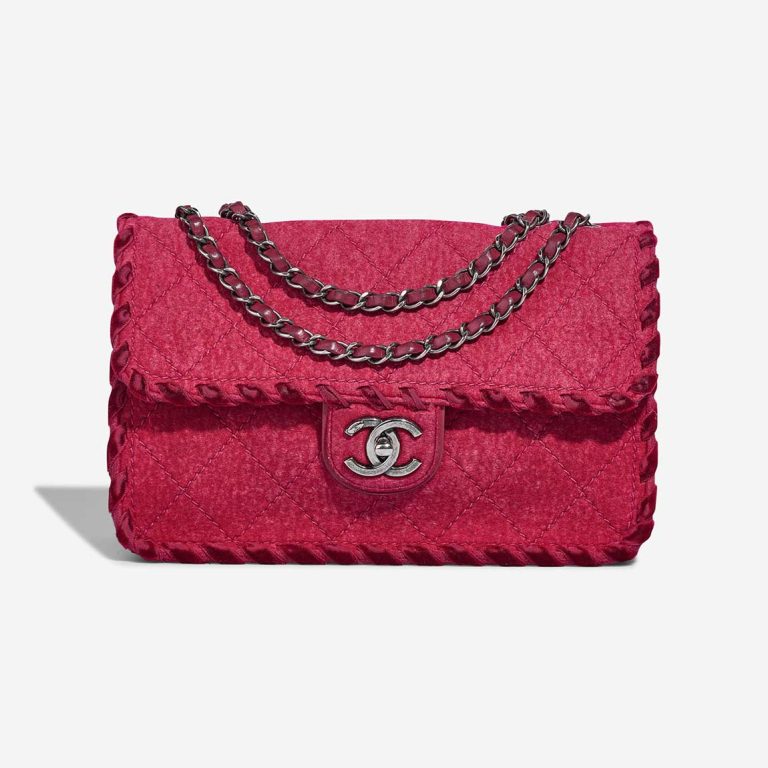 Chanel Timeless Medium Felt / Velvet Raspberry Front | Sell your designer bag
