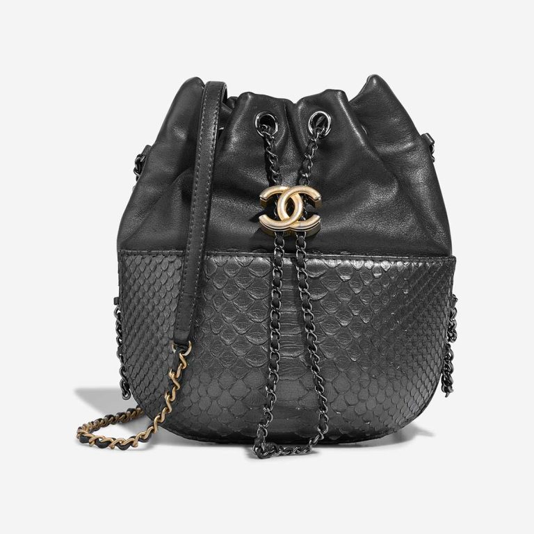Chanel Bucket Bag Small Python / Lamb Metallic Grey Front | Sell your designer bag