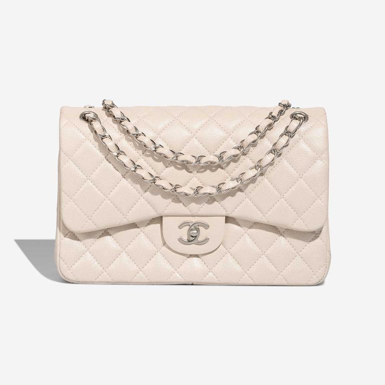 Chanel Timeless Maxi Caviar Pearl White Front | Sell your designer bag