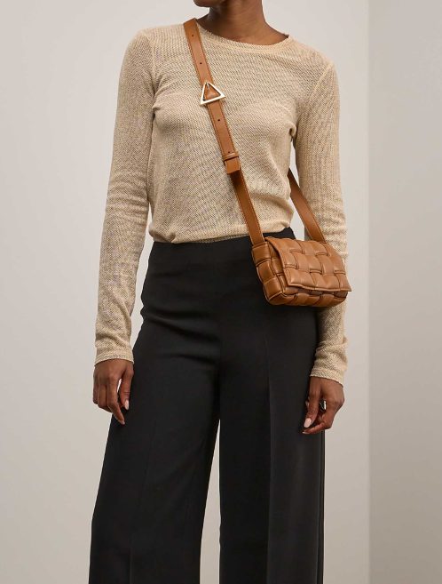 Bottega Veneta Cassette Small Lamb Camel on Model | Sell your designer bag