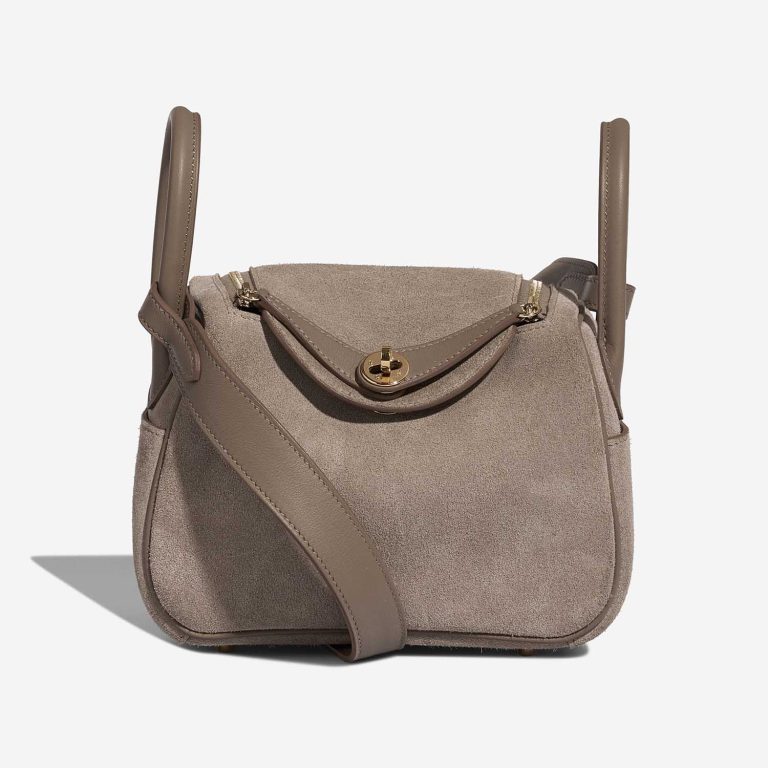 Hermès Lindy Grizzly Mini Suede / Swift Étoupe  Front | Sell your designer bag