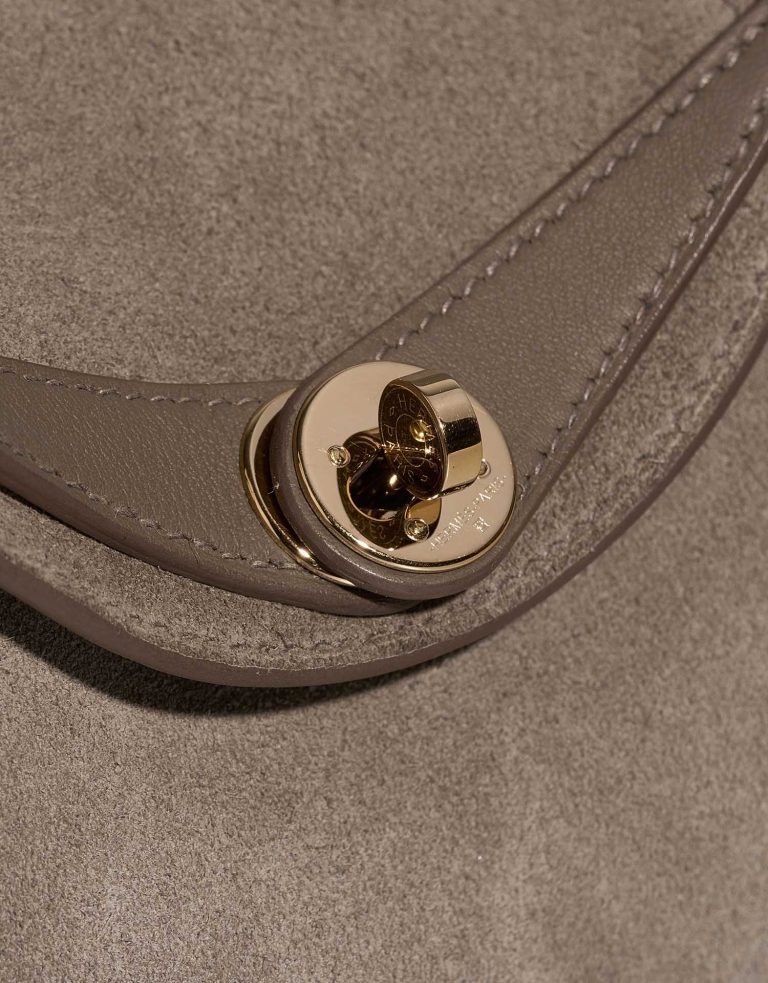 Hermès Lindy Grizzly Mini Suede / Swift Étoupe  Closing System | Sell your designer bag