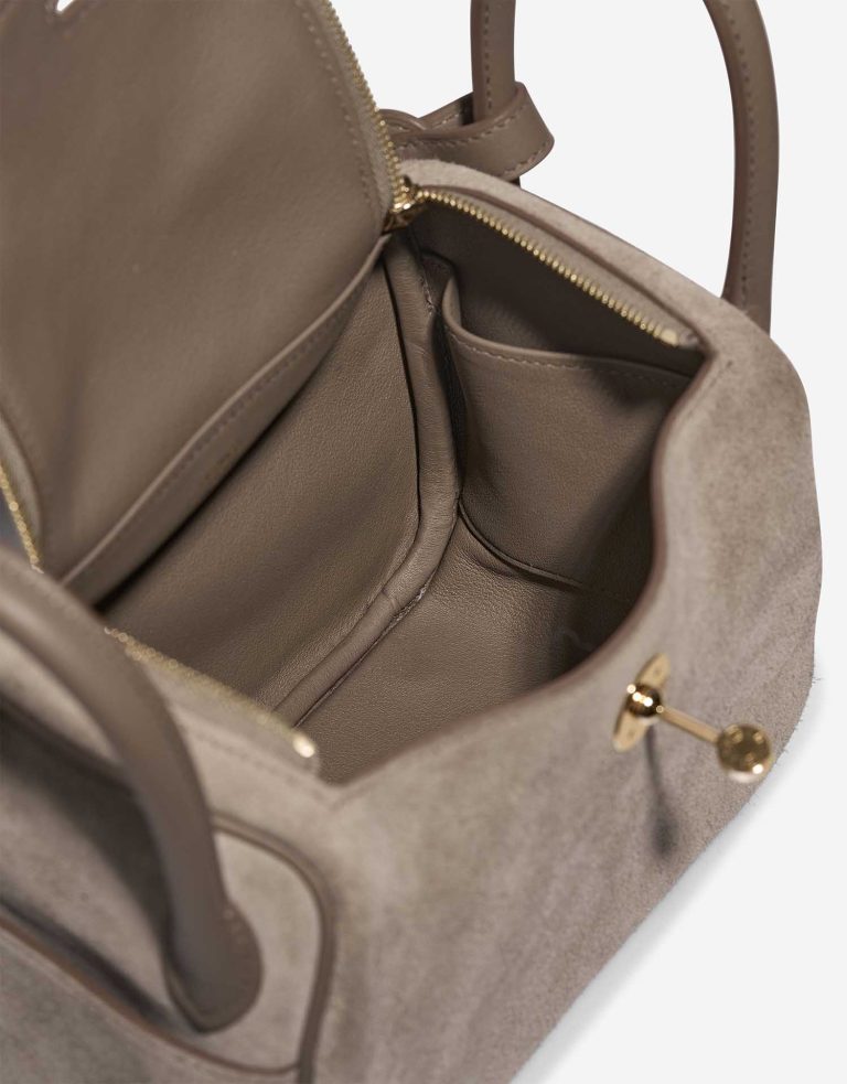 Hermès Lindy Grizzly Mini Suede / Swift Étoupe  Inside | Sell your designer bag