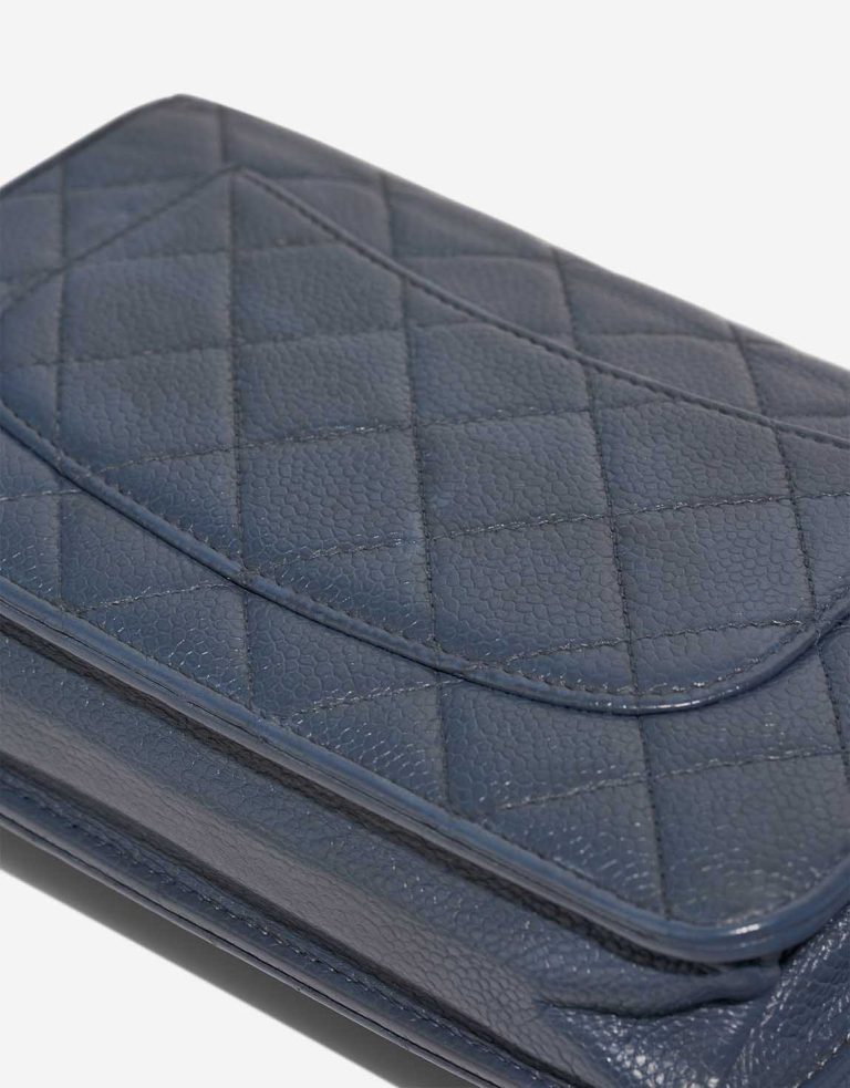 Chanel Timeless Wallet On Chain Caviar Blue Signs of wear | Sell your designer bag