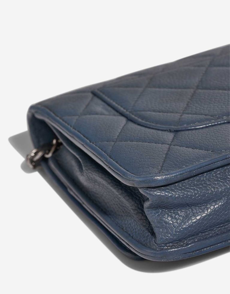 Chanel Timeless Wallet On Chain Caviar Blue Signs of wear | Sell your designer bag