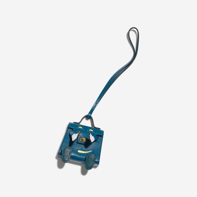 Hermès Kelly Doll Bag Charm Tadelakt Bleu Izmir / Vert Bosphore / Bleu Brume / Jaune Bourgeon Front | Sell your designer bag
