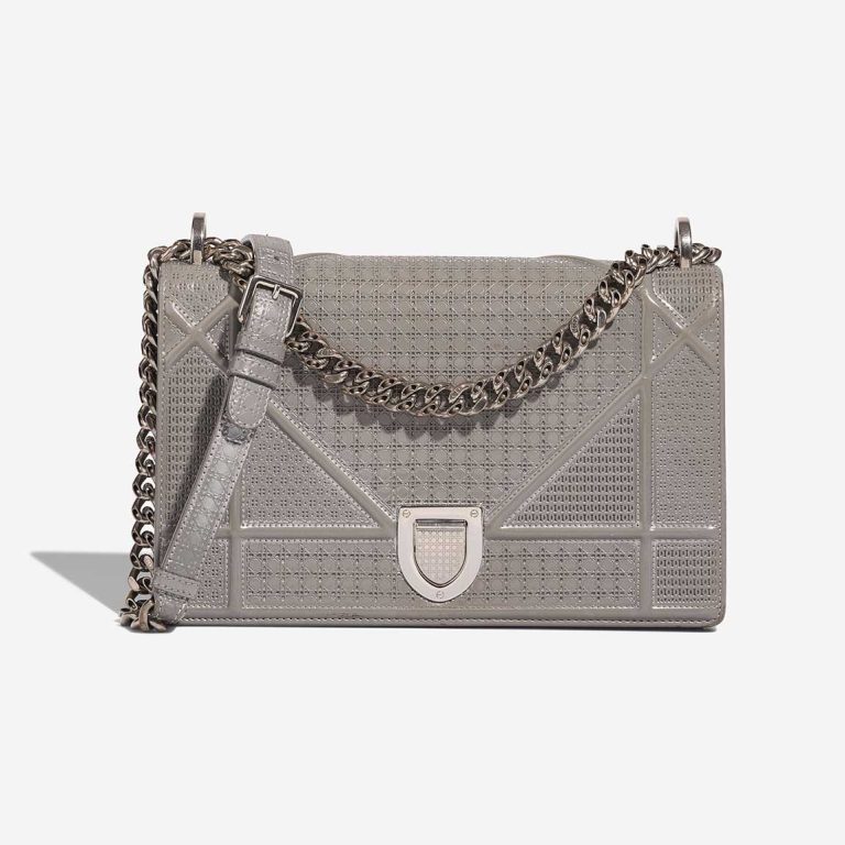 Dior Diorama Medium Patent Silver Front | Sell your designer bag