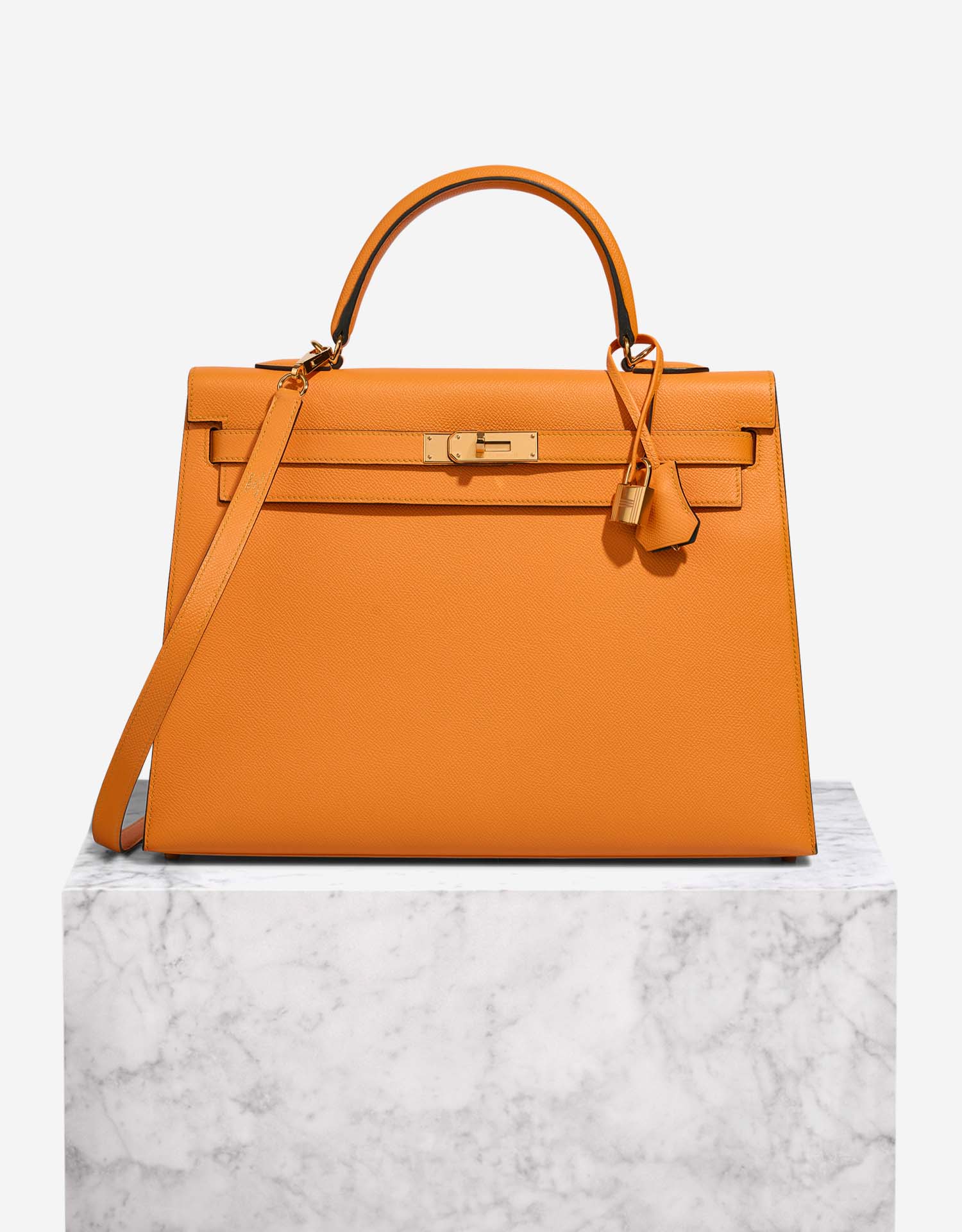 Hermès Kelly 35 Epsom Apricot / Malachite | SACLÀB