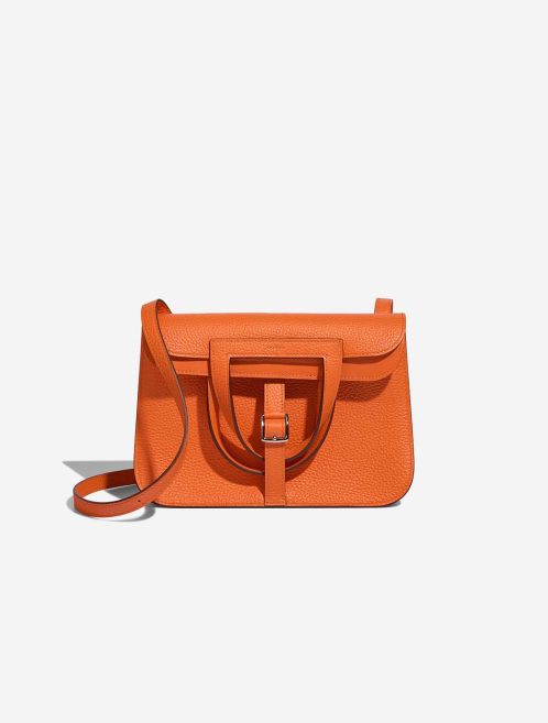 Hermès Halzan 25 Taurillon Clémence Orange Minium Front | Sell your designer bag