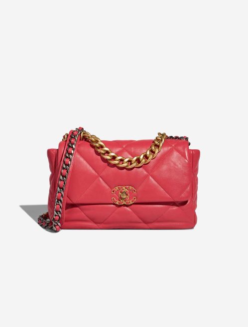 Chanel 19 Large Flap Bag Lamb Coral Red Front | Sell your designer bag