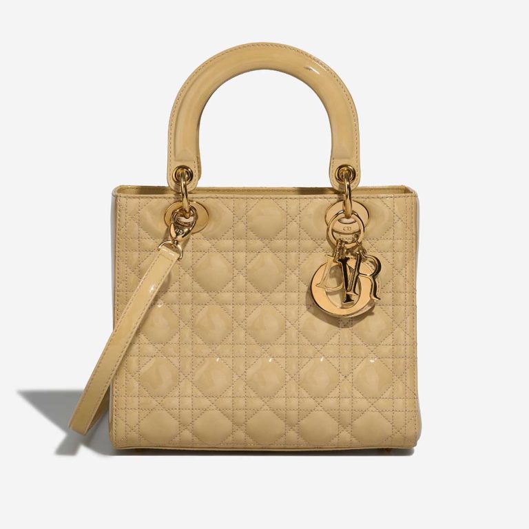 Dior Lady Medium Patent Beige Front | Sell your designer bag