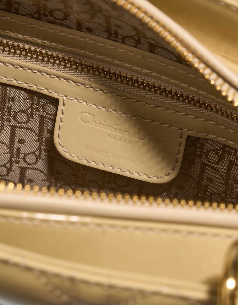 Dior Lady Medium Patent Beige Logo | Sell your designer bag