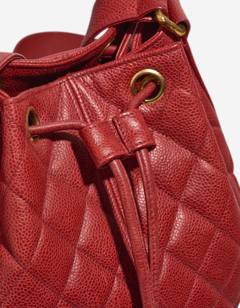 Chanel Drawstring Caviar Red Closing System | Sell your designer bag
