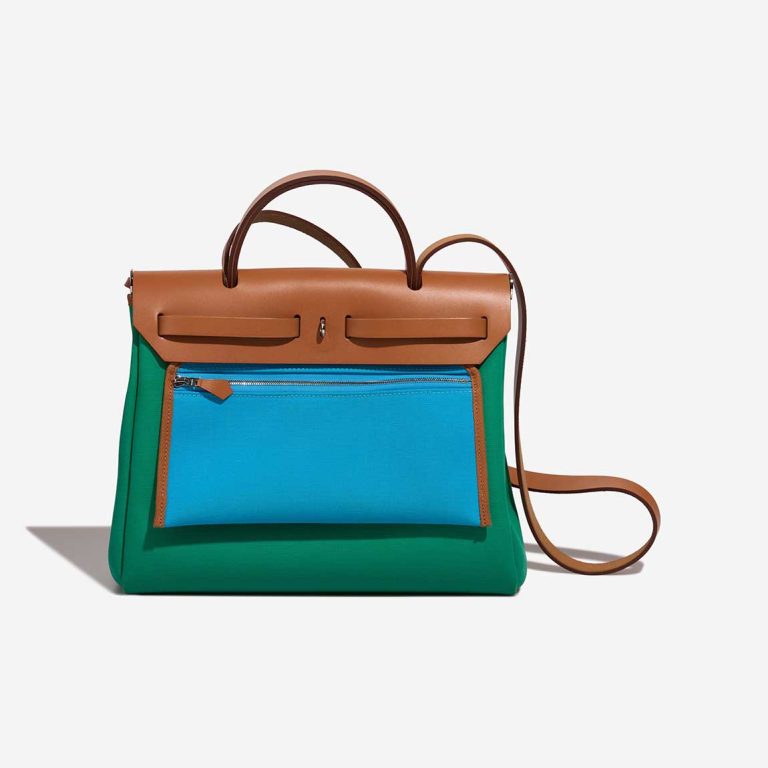 Hermès Herbag 31 Toile / Vache Hunter Menthe / Bleu Aztèque / Naturel | Sell your designer bag
