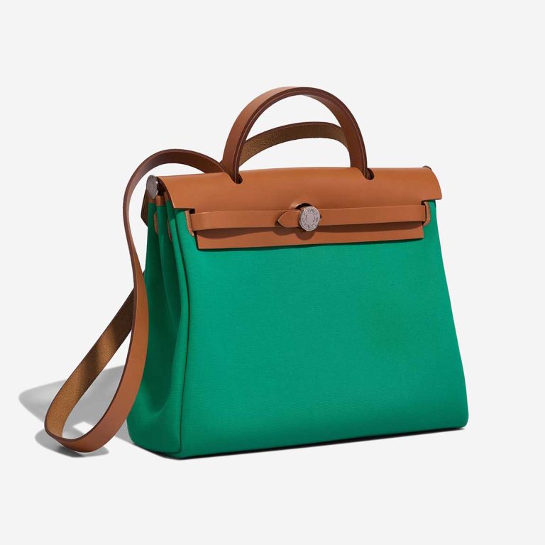 Hermès Herbag 31 Toile / Vache Hunter Menthe / Bleu Aztèque / Naturel | Sell your designer bag