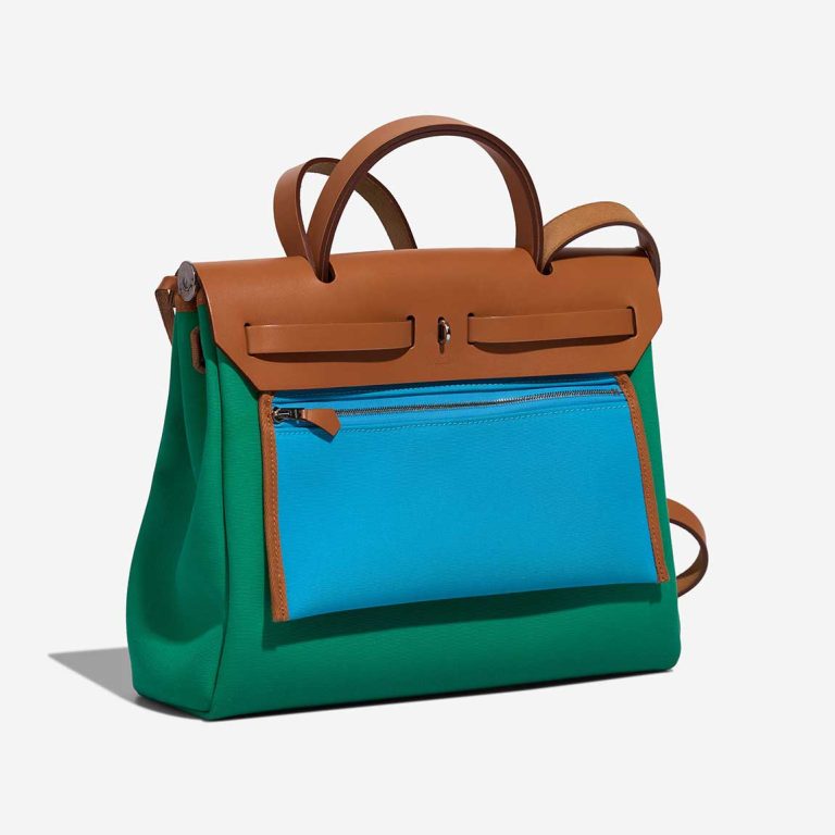Hermès Herbag 31 Toile / Vache Hunter Menthe / Bleu Aztèque / Naturel | Sell your designer bag