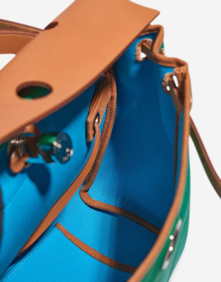 Hermès Herbag 31 Toile / Vache Hunter Menthe / Bleu Aztèque / Naturel Inside | Sell your designer bag