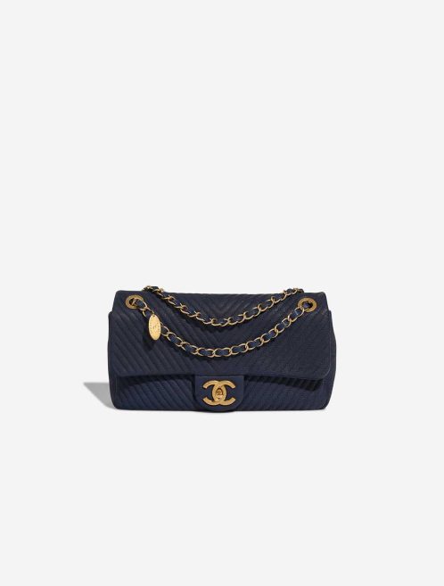 Chanel Timeless Surpique Medium Crinkled Calf Blue Front | Sell your designer bag