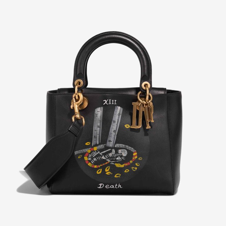 Dior Lady Medium Lamb Black Front | Sell your designer bag