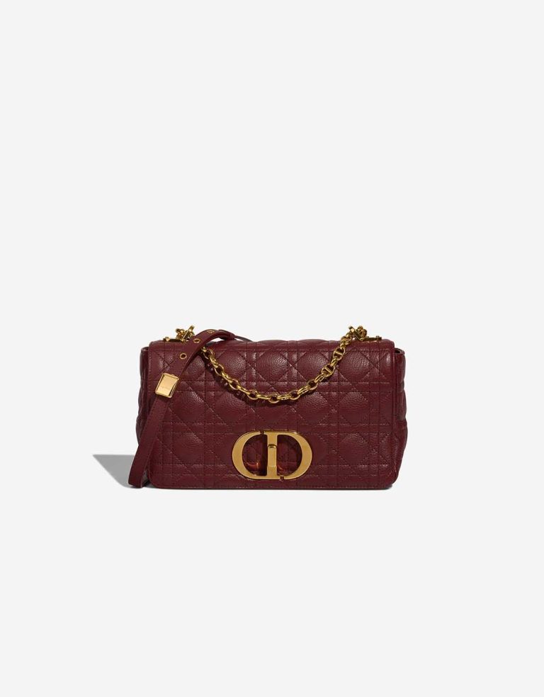 Dior Caro Medium Calf Dark Red Front | Sell your designer bag