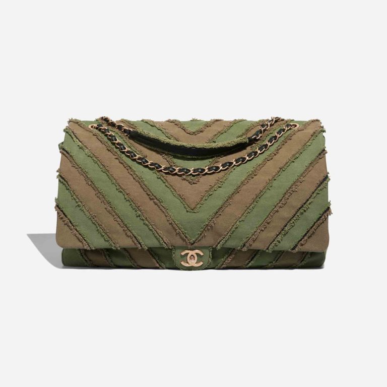 Chanel Timeless Chevron XXL Canvas / Lamb Khaki Front | Sell your designer bag